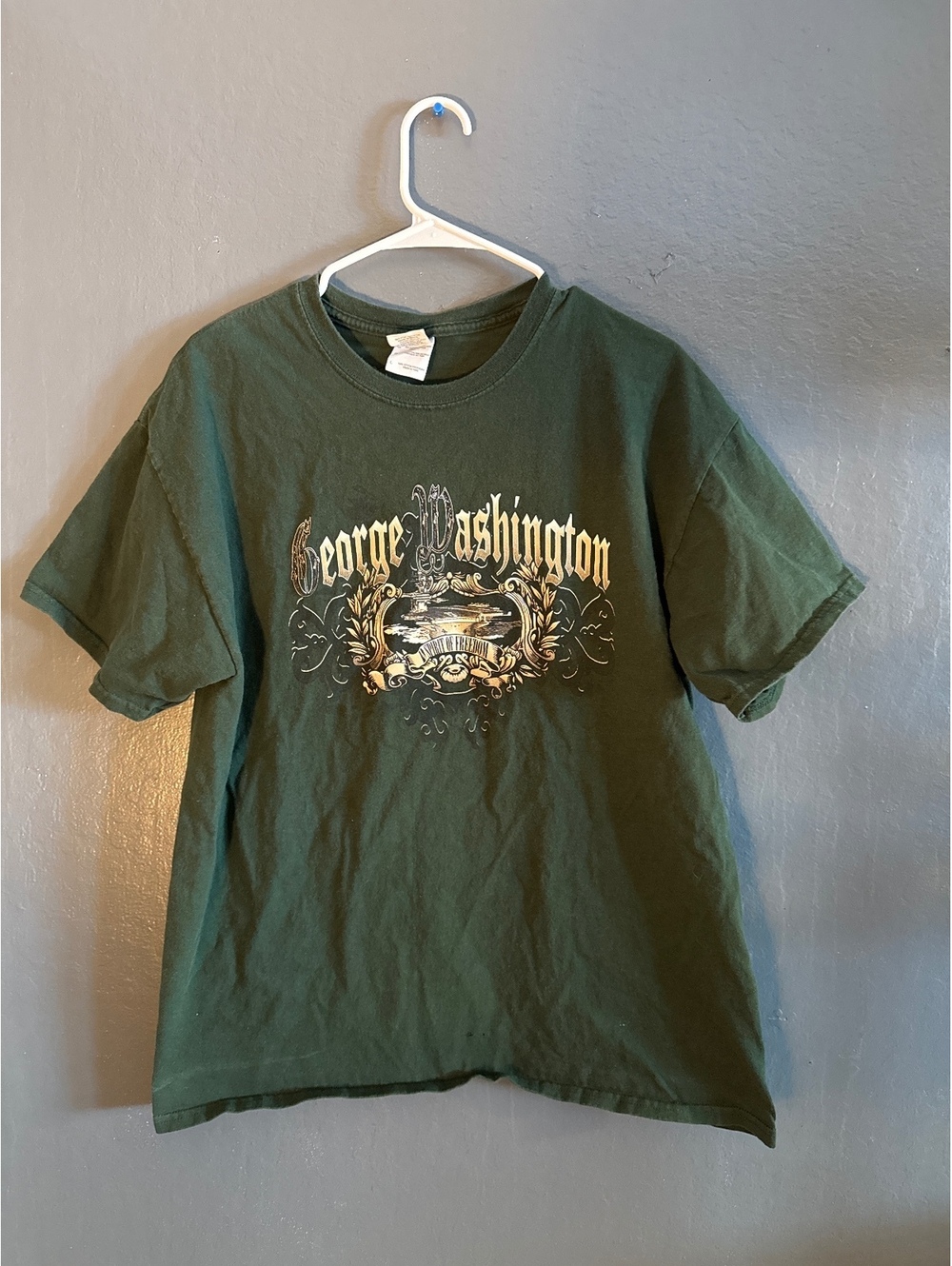 Gildan Ultra Cotton George Washington Graphic T-Shirt Large Green